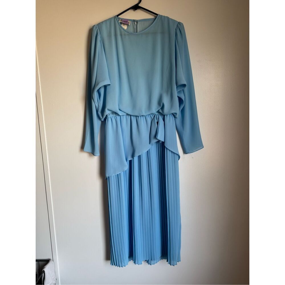 Vintage Monica Richards Tiered Ruffled Sheer Midi Dress sz 14 Pretty in Pink Ins